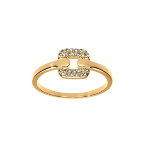 Bague en plaqué or avec carré d’oxydes blancs sertis