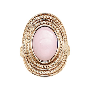 Bague en plaqué or ovale avec pierre Quartz rose véritable