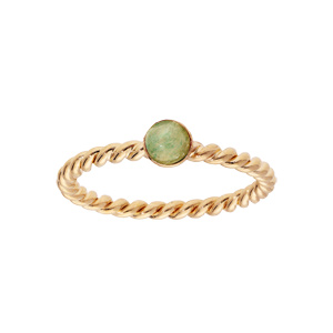 Bague en plaqué or fil torsadé et pierre Aventurine véritable 4mm