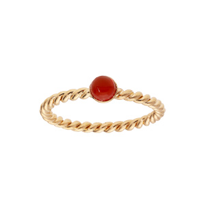Bague en plaqué or fil torsadé et pierre Cornaline véritable