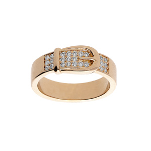 Bague en plaqué or motif ceinture avec oxydes blancs sertis