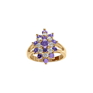 Bague plaqué or marquise avec oxydes violets et blancs