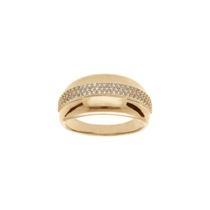 Bague en plaqué or jonc avec oxydes blancs sertis
