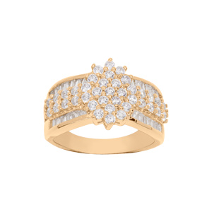 Bague en plaqué or avec motif pavé d’oxydes blancs sertis