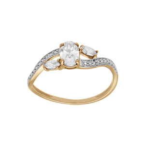 Bague en plaqué or brins croisés avec oxydes blancs sertis