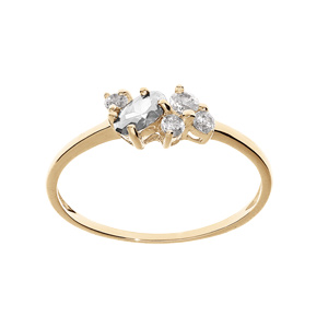 Bague en plaqué or anneau simple avec oxydes blancs sertis