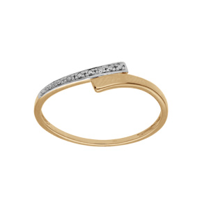 Bague en plaqué or brin croisé avec oxydes blancs sertis