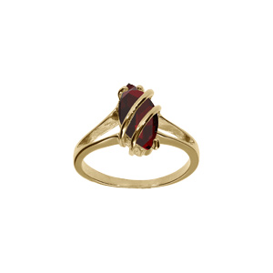Bague en plaqué or forme navette ovale oxyde  grenat