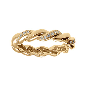 Alliance torsadée en plaqué or avec oxydes blancs sertis