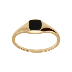 Bague plaqué or pavé de forme carré onyx imitation