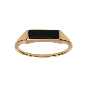 Chevalière en plaqué or avec petit plateau rectangulaire avec Onyx de synthèse