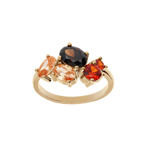 Bague en plaqué or avec oxydes orange et jaune sertis
