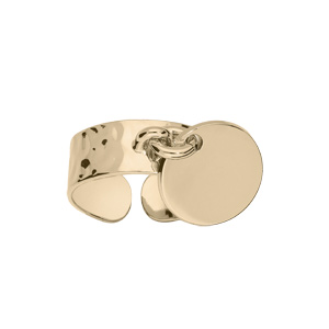 Bague en plaqué or martelée anneau 7mm et pastille ronde
