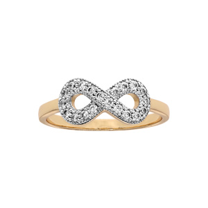 Bague en plaqué or grande taille symbole infini de pierres blanches
