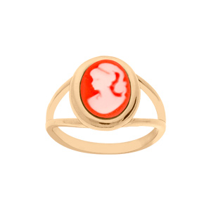Bague en plaqué or Camée sur fond rose