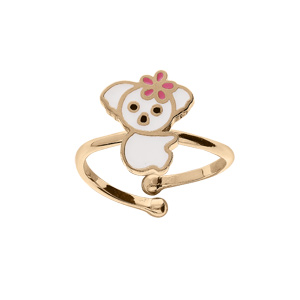Bague en plaqué or koala blanc réglable