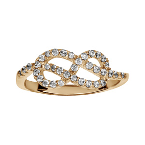 Bague en plaqué or noeud marin en oxydes blancs sertis