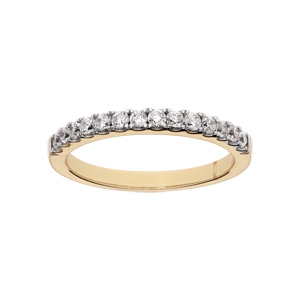 Bague en plaqué or grande taille demi rail oxydes blancs sertis