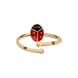 Bague pour enfant en plaqué or avec coccinelle – réglable du 42 au 46