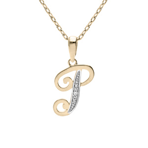 Collier en plaqué or chaîne avec pendentif initiale P oxydes blancs sertis 42+3cm