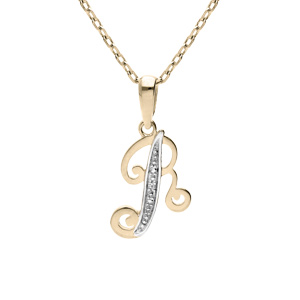 Collier en plaqué or chaîne avec pendentif initiale R oxydes blancs sertis 42+3cm