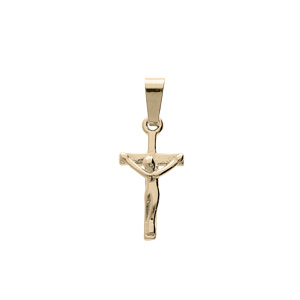 Pendentif en plaqué or petite croix avec motif simple Christ sur la croix