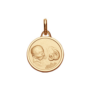 Pendentif médaille pour bébé en plaqué or zodiaque Bélier