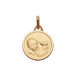 Pendentif médaille pour bébé en plaqué or zodiaque Taureau