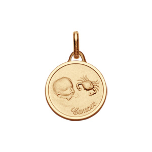 Pendentif médaille pour bébé en plaqué or zodiaque Cancer