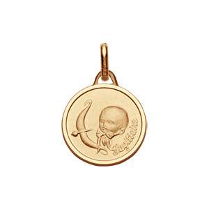 Pendentif médaille pour bébé en plaqué or zodiaque Sagittaire