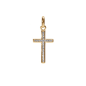 Pendentif en plaqué or Croix en oxydes blancs sertis grand modèle