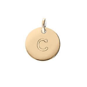 Pendentif en plaqué or médaille 12mm gravure lettre alphabet « C »