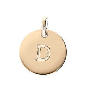 Pendentif en plaqué or médaille 12mm gravure lettre alphabet « D »