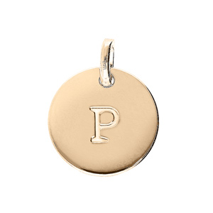 Pendentif en plaqué or médaille 12mm gravure lettre alphabet « P »