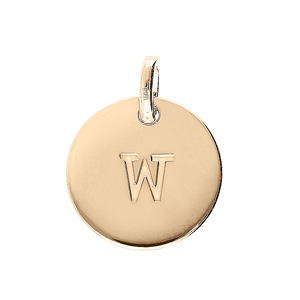 Pendentif en plaqué or médaille 12mm gravure lettre alphabet « W »