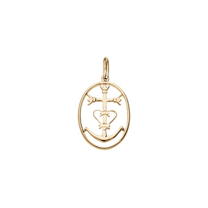 Pendentif en plaqué or oval avec croix Camarguaise