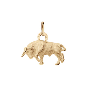 Pendentif en plaqué or taureau Camarguais et fer à cheval