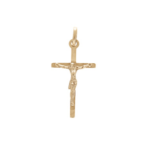 Pendentif en plaqué or croix lisse et simple avec Christ sur la croix
