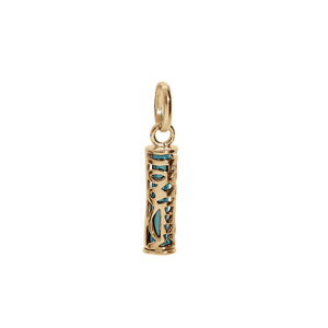 Pendentif en plaqué or Tiki 13mm tendresse amour fond couleur turquoise