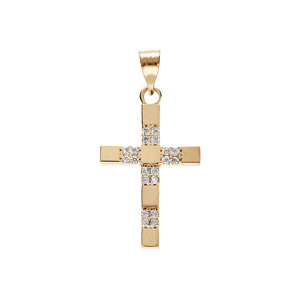 Pendentif en plaqué or 20x10mm croix avec oxydes