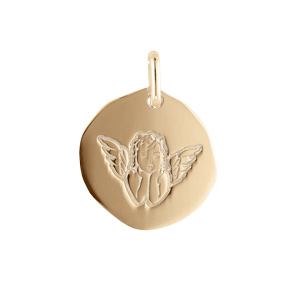 Pendentif en plaqué or galet 18mm motif Ange