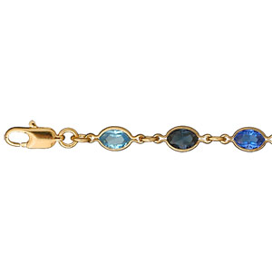 Bracelet en plaqué or alternance d’oxydes bleus en forme de navette – longueur 16+3cm