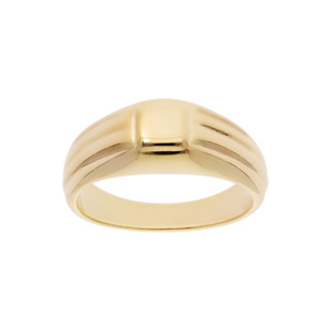 Chevalière en plaqué or plateau carré petit modèle avec cadre et godrons sur les côtés