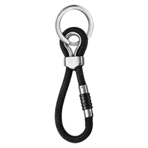 Porte-clef en acier charms fermoir PVD noir aimanté et visse tresse PVD noir
