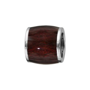 Charms Thabora grand modèle pour homme en acier forme tonneau allongé aspect bois marron foncé