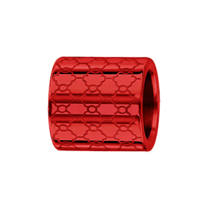 Charms Thabora grand modèle pour homme en acier et aluminium anodisé rouge brillant forme tube motif