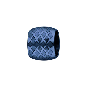 Charms Thabora grand modèle pour homme en acier et PVD bleu forme tube avec quadrillage