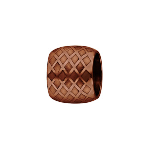 Charms Thabora grand modèle pour homme en acier et PVD marron forme tube avec quadrillage