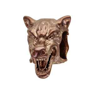 Charms Thabora grand modèle pour homme en acier et PVD marron tête de loup