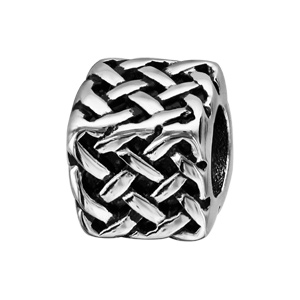 Charms Thabora grand modèle pour homme en acier cube et tresse relief patiné